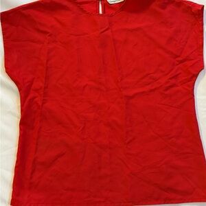 Vintage Carriage Court Red Blouse Top Minimalist 70s 80s Office Siren Retro